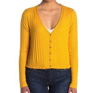 Abound mustard cardigan vneck sweater nwt